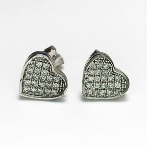 NEW 925 Sterling Silver Heart Shaped Stud Earrings